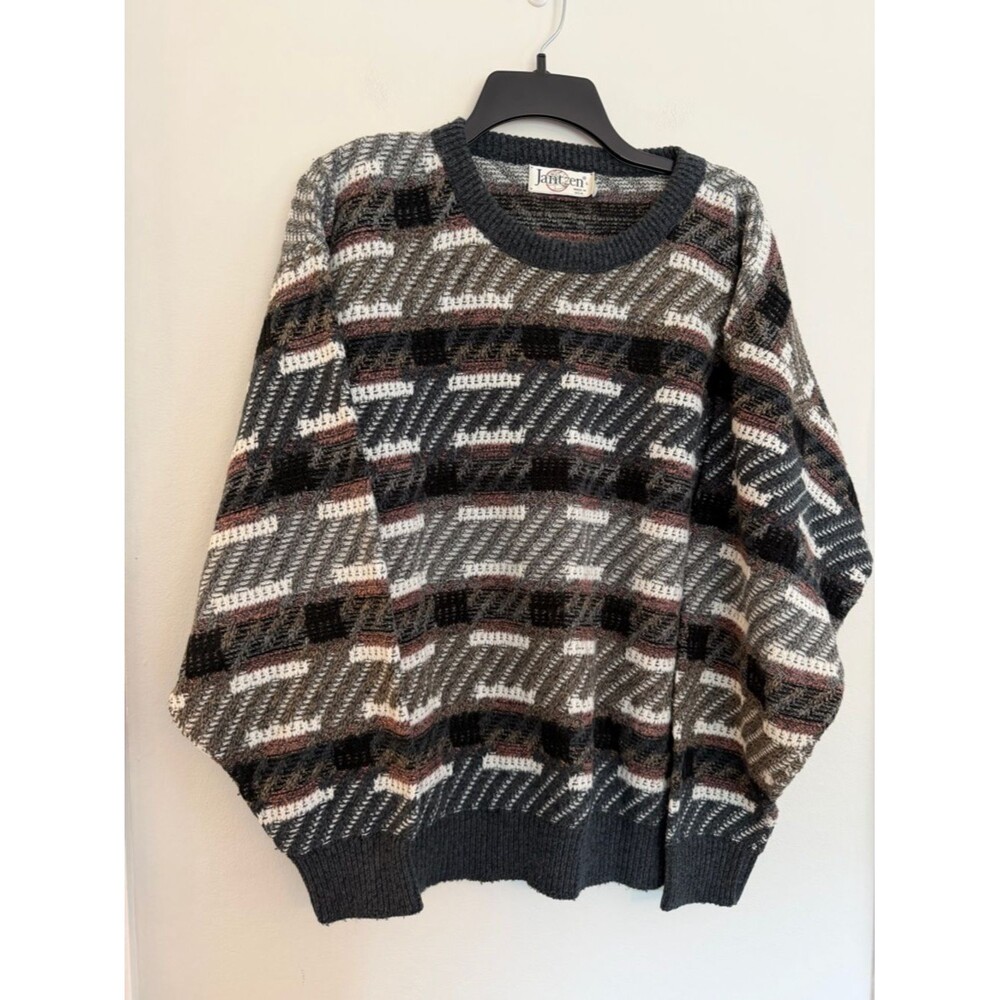 Vintage 90s Jantzen Geometric Knit Sweater Mens Large USA Made
